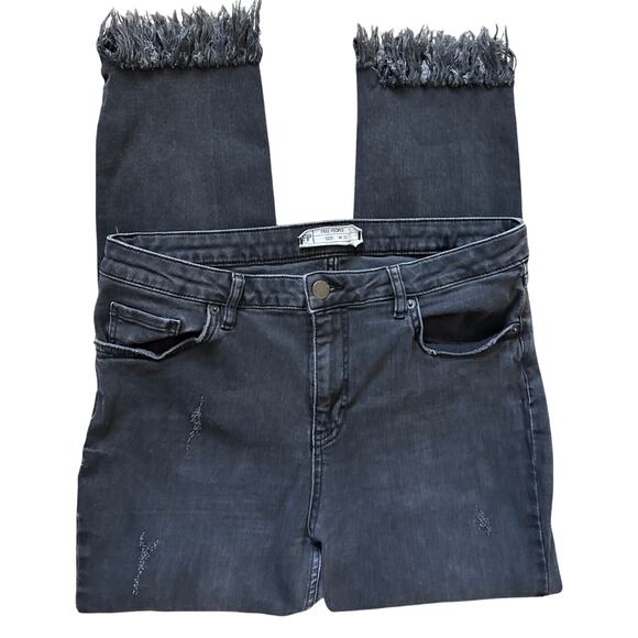 Free People Great Heights Frayed Skinny Jeans Black Size 31 - Picture 5 of 10